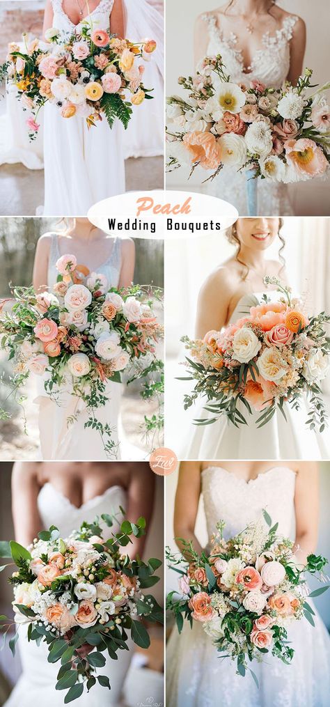 Peach Blush Mauve Wedding, Spring Wedding Elegant, Wedding Bouquet Color Palettes, Light Peach Bridesmaid Dresses, Peach And White Wedding Flowers, Light Orange Wedding, Peach Spring Wedding, Peach Wedding Decor, Peach Wedding Centerpieces