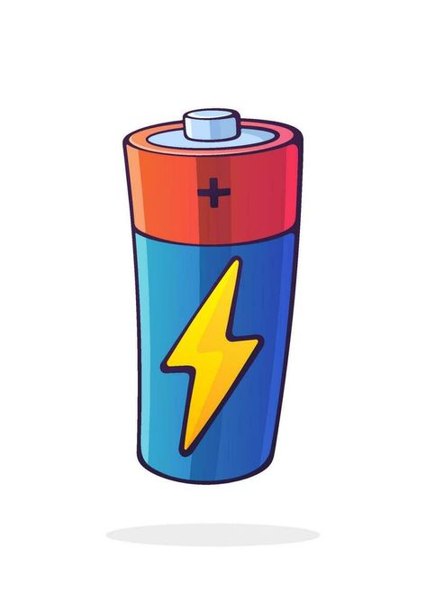 Vector illustration. Alkaline battery with charging electric lightning symbol. Power technology. Energy accumulator for charging electrical device. Cartoon clip art isolated on white background Electric Energy Illustration, Draw Electricity, Battery Drawing, Electricity Drawing, Battery Illustration, Lightning Symbol, How To Draw Anything, Double Letters, Battery Icon