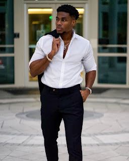 Caesar Chukwuma Biography, Age, Net Worth, Parents, Wife, Family, Girlfriend, Law School Black Men Style Classy, Black Men Date Night Outfit, Caesar Chukwuma, Anniversary Poses, Men Date Night Outfit, Masculine Contemporary, Rowan Row, Barber Fashion, Outfit Classic