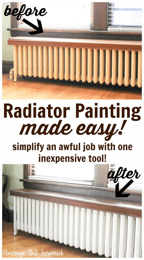 Spray Paint Radiator, Radiator Painting, Diy Radiator Cover, Kitchen Radiator, Painted Radiator, Old Radiators, Radiator Shelf, Home Radiators, Hiding Ugly