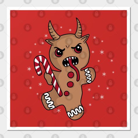 Gingerbread Krampus -- Choose from our vast selection of art prints and posters to match with your desired size to make the perfect print or poster. Pick your favorite: Movies, TV Shows, Art, and so much more! Available in mini, small, medium, large, and extra-large depending on the design. For men, women, and children. Perfect for decoration. Krampus Drawing, Krampus Art, Holiday Horror, Xmas Drawing, Cartoon Cookie, Xmas Art, Scary Christmas, Gothic Christmas, Christmas Tattoo