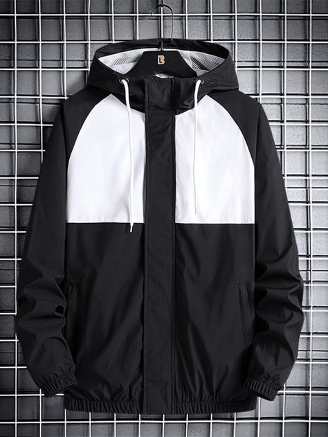 Colorblock Windbreaker, Timeless Fashion Pieces, Men Activewear, Men Outerwear, Sport Jacket Men, Men's Activewear, Hooded Jacket Men, Outdoor Men, Running Jacket