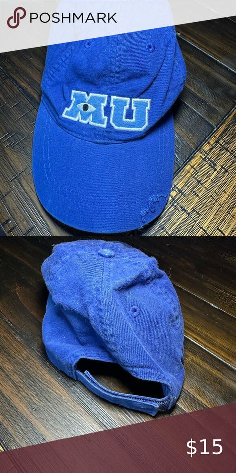 Disney Parks Pixar Monsters University MU Stitched Blue Baseball Hat Cap Adult Monsters University, Monster University, Disney Accessories, Baseball Hat, Hat Cap, Disney Parks, Pixar, Baseball Hats, University