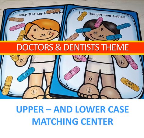 Doctors & Dentists Themed Activities Theme Reading Activities, Community Helpers Theme, Community Helpers Preschool, Reading Themes, Pre Writing Activities, Alphabet Matching, Themed Activities, Letter Matching, Theme Activity