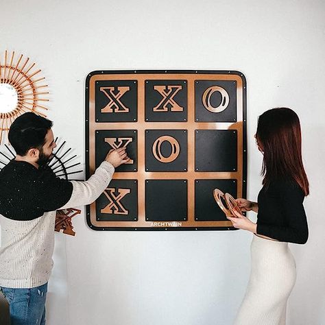 Giant Tic Tac Toe, Teen Game Rooms, Space Saving Furniture Bedroom, Magnetic Games, Decorative Wall Sculpture, Tic Tac Toe Board, Wall Game, Most Popular Games, Tic Tac Toe Game