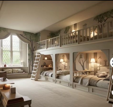 6 Beds In One Room, Interior Design Kids Room, Game Room Ideas, Family Bed, Bunk Beds Built In, Bunk Rooms, Built In Bunks, Bunk Bed Designs, Deco Originale