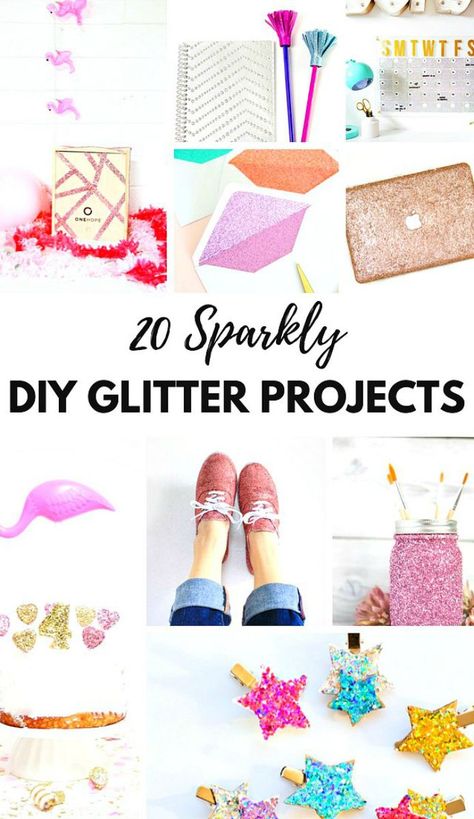 20 Sparkly DIY Glitter Projects for kids and for adults. Crafts, ideas, creativity, paint. The Flying Couponer. Diy Glitter Projects, Glitter Projects For Kids, Glitter Projects, Glitter Rosa, Pinterest Crafts, Art And Craft Materials, Diy Glitter, Diy Crafts For Adults, Paint Diy