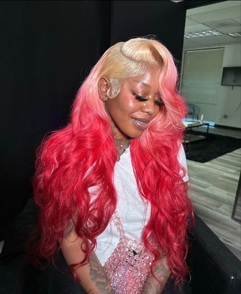 Color Wigs, Glamour Hair, Frontal Wig Hairstyles, Red Wig, Hair Body Wave, Dyed Hair Inspiration, Birthday Inspo, Barbie Hair, Protective Hairstyles Braids