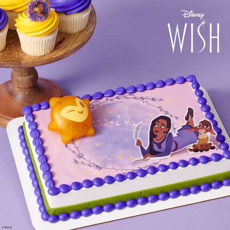 Watch the celebration shine with an Asha and Star from Disney’s Wish cake! This cake features a light up Star to illuminate the night even after the cake is cut. Wish upon a birthday candle for all your dreams to come true! #DisneyWish #DisneyWishCake #WishCake Wish Cake Birthday, Disney Wish Party Theme, Wish Birthday Cake Disney, Wish Birthday Party Theme, Disney Wish Birthday Cake, Wish Themed Birthday Party, Disney Wish Asha, Disney Wish Party, Wish Party Theme