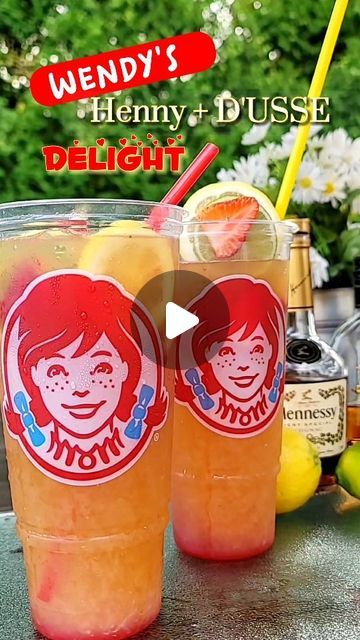 Dominique Nicole ✨ NYC on Instagram: "Whooo knew @wendys had the "Secret Sauce" to my NEW Fav Drink for the Summer. 😛🍹  IYKYK and if you Don't.... Then you better check out this video!   ✨Henny + D'USSE Delight Deets  • @wendys - Pineapple Mango Lemonade (Large) Little or NO ice (extremely important to mixture) • @hennessyus - 6oz or @Dusse - 6oz  • @simplybeverages - "Mixology" Peach Sour (Optional) • @real_infused_exotics - Strawberry puree   ✨Garnishing & Ice  • @simplybeverages - Blueberry lemonade (optional) moldings 🔗 in my @amazon store in my Bio  • @bjswholesale - Lemons, Limes & Strawberries -  ***Drink Responsibly***  Be sure to LIKE, SAVE & SHARE 😉  #Wendys #WendysDrinks #igdrinks #tiktokdrinks #summercocktails #hennycocktails #Cocktails #Cocktail #dotd #henny #dusse #cockta D'usse Cocktail Recipes, Pineapple Mango Lemonade, Henny Drinks, Frozen Drinks Alcohol, Fav Drink, Mango Lemonade, Strawberry Drinks, Blueberry Lemonade, Mixed Drinks Alcohol