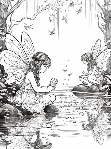 Fairy Colouring Pages, Fairies Coloring Pages, Fantasy Fairies, Bujo Art, Forest Fairies, Fairy Coloring Book, Magic Crystals, Fairy Nursery, Coloring Posters