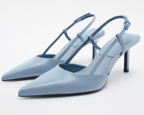 Blue Slingback Heels, Luxury Light Blue High Heels, Light Blue Pointed Toe Heels, Manolo Blahnik Light Blue, Blue Heels Wedding, Blue Slingback Heels With 4-inch Heel, Light Blue Heels, Light Blue Pointed Toe Heels With 4-inch Heel, Blue Bridal Shoes