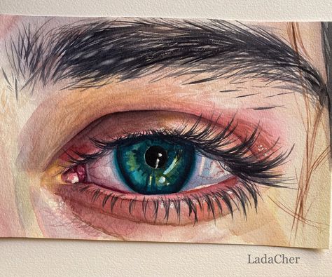 Lodz Poland, Watercolor Art Face, Watercolor Eyes, Animal Illustration Art, Pencil Sketch Images, Face Art Makeup, Seni Cat Air, Canvas Painting Designs, Eye Painting