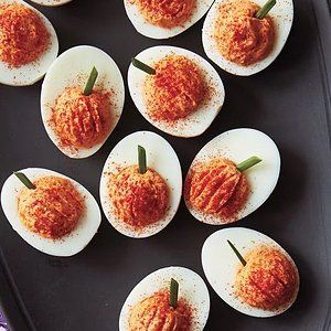 Thanksgiving Deviled Egg Recipes - Southern Living Veselý Halloween, Halloween Appetizers Easy, Egg Benedict, Thanksgiving Appetizer Recipes, Thanksgiving Cooking, Thanksgiving Treats, Halloween Appetizers, Thanksgiving Dishes, Thanksgiving Appetizers