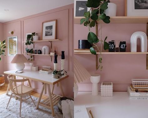 Castilian Pink by Behr Pink Home Office, Pink Office, Affordable Rugs, Dekorasi Kamar Tidur, Style Deco, Home Office Setup, Living Room Inspo, Office Inspiration, Home Office Design