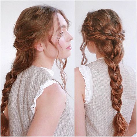 Victorian Braids Hairstyles, Cottage Core Hairstyles Long, Medieval Braided Hairstyles, Romantic Braid Hairstyles, Vintage Braided Hairstyles, Braided Hairstyles Hair Down, Hobbit Hairstyles, Polish Hairstyles, Pretty Hairstyles For Long Hair