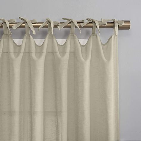 Tie Top Curtains, Cute Curtains, Lush Decor, Grey Curtains, Tie Top, House Windows, Sheer Curtains, Unique Diy, Basic Shower Curtain