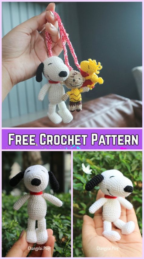 Crochet Snoopy, Amigurumi Pattern Free, Snoopy Plush, Easy Crochet Projects, Crochet Animals Free Patterns, Crochet Amigurumi Free Patterns, Crochet Amigurumi Free, Crochet Diy, Crochet Dog