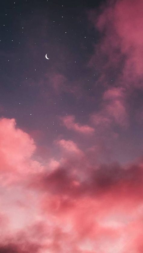 Sky Stars Wallpaper, Phone Wallpaper Stars, Iphone Wallpaper Moon, Iphone Wallpaper Stars, Phone Wallpaper Pastel, Moon And Stars Wallpaper, Pink Clouds Wallpaper, Ceiling Paint, Clouds Wallpaper