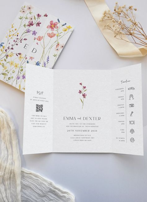 Wedding Invites Wildflower, Wedding Invitation With Dried Flowers, Undangan Pernikahan Aesthetic Simple, Thank You Card Floral, Wedding Card Inspiration, Meadow Wedding Theme, Watercolour Wedding Invite, Wedding Invitation Cards Diy, Wedding Invites Floral