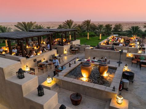 Bab Al Shams Desert Resort and Spa Dubai, United Arab Emirates Rising out of the dunes just 40 minutes outside Dubai, the Bab Al Shams Desert Resort and Spa is an oasis of luxury. The hotel is built to resemble an Arab fort and is home to several open-air restaurants that serve Arabian and Indian cuisine under the desert stars. (© Iain Masterton / Alamy) Bab Al Shams, Best Hotels In Dubai, Resort Interior Design, Rooftop Restaurant Design, Open Air Restaurant, Cafe Photos, Terrasse Design, Desert Resort, Resort Interior