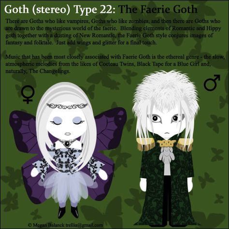 #22: Faerie Goth by Trellia.deviantart.com on deviantART Faerie Goth Aesthetic, Faerie Goth Fashion, Goth Stereotypes, Goth Subgenres, Goth Zodiac, Goth Substyles, Goth Types, Faerie Goth, Goth Culture