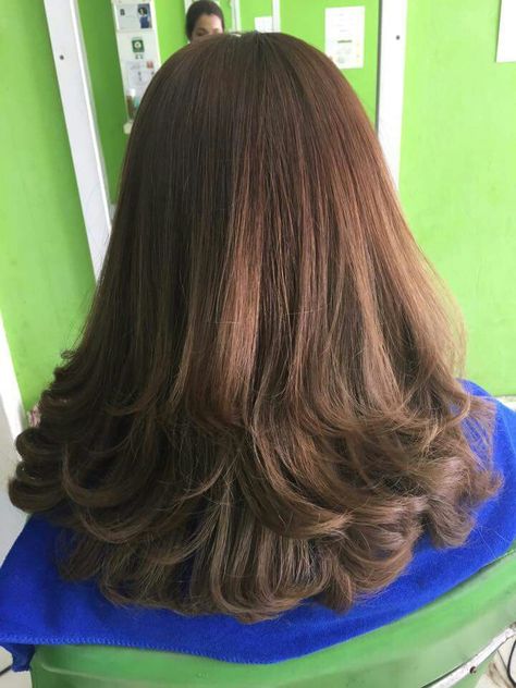 Long volume hair Lob Highlights, Rebonded Hair, Haircut For Women, Korean Hair Color, Highlights Hair, Long Hair Color, Lob Haircut, Haircuts Straight Hair, Balayage Brunette