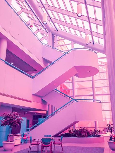 Shopping Mall Aesthetic, Mall Aesthetic, Vaporwave Fashion, Dead Malls, Vaporwave Wallpaper, Nightclub Design, Vaporwave Art, 80s Aesthetic, Cyberpunk Aesthetic