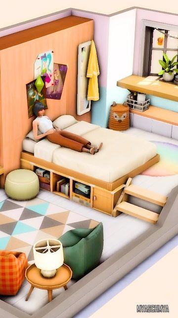 Sims 4 Dorm Room, Sims 4 Dorm, Student Dorm Room, Dorm Layout, Cozy Dorm, Cozy Dorm Room, Sims 4 Speed Build, Student Dorm, Sims Ideas