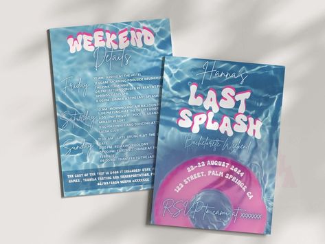 Last Splash Bachelorette Party, Pool Party Bachelorette, Last Splash Bachelorette, Last Splash, Beach Bach, Bachelorette Planning, Bachelorette Weekend Itinerary, Bachelorette Bachelor Party, Bachelorette Party Invitation