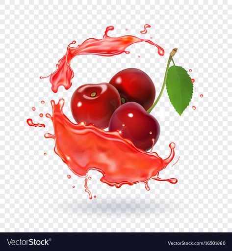 Juice Splash, Splash Vector, Cherry Drink, Juice Ad, Fruit Splash, Strawberry Kitchen, Fresh Cherry, Oil For Dry Skin, Food Clipart