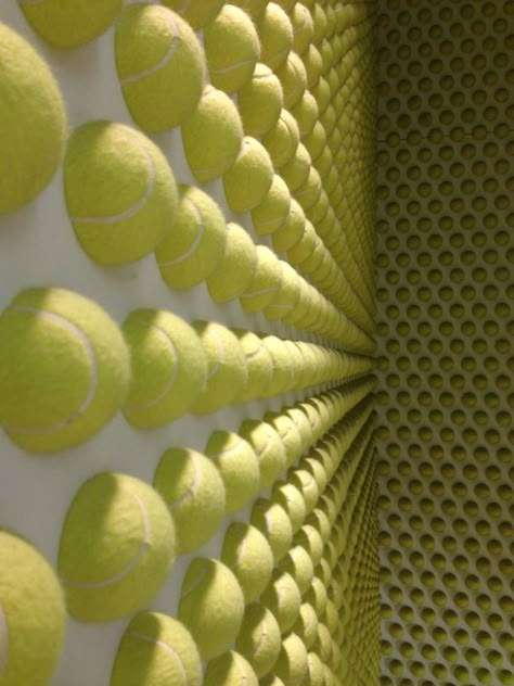 Tennis Ball Art Installation, Tennis Interior Design, Tennis Club House Design, Tennis Office Decor, Sports Bar Design Ideas, Sport Interior Design, Tennis Activation, Tennis Club Design, Tennis Bar