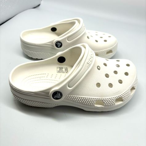 Crocs Classic Clogs White Unisex Sz 7w 5m Nwot Very Comfy Picture Number 10 Near Arch Has A Small Peach Mark Probably Would Come Off With Clorox Wipe. Hardly Noticeable. New Without Tags Crocs Aesthetic, Crocs Shoe, Platform Crocs, White Crocs, New Crocs, Clorox Wipes, Bday List, Shoes Crocs, Pink Bedroom Decor