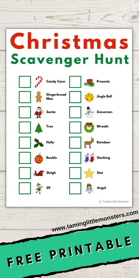 Christmas Scavenger Hunt - Free Printable for kids. #freeprintable #christmas Christmas Scavenger Hunt For Kids, Kids Room Decoration Ideas, Printable Christmas Scavenger Hunt, Craft Ideas For Beginners, Fun Activities For Preschoolers, Crafts For Beginners, Christmas Party Activities, Xmas Games, Christmas Scavenger Hunt