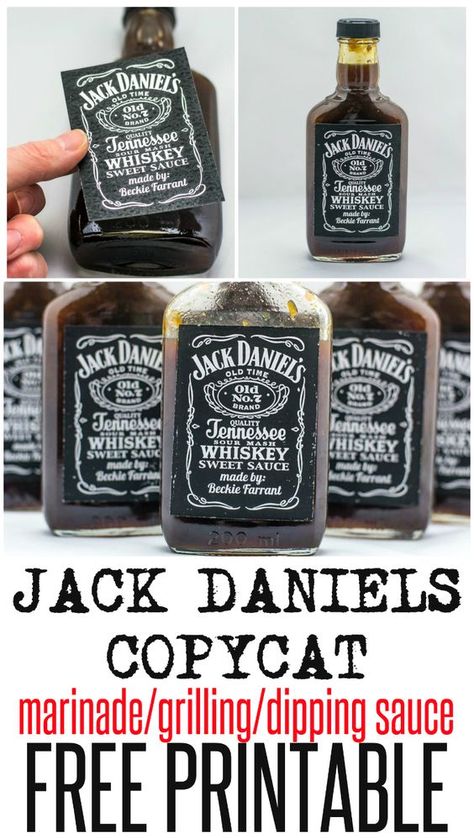 Jack Daniels Copycat sauce recipe with free printable Jack Daniels Marinade, Festa Jack Daniels, Jack Daniels Recipes, Jack Daniels Party, Jack Daniels Sauce, Jack Daniels Label, Jack Daniels Birthday, Diy Seasonings, Barbecue Sauce Recipes