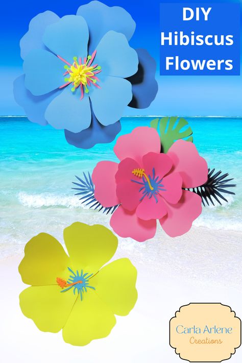 Hawaiin Flowers, Tropical Decor Party, Flowers Cricut, Hibiscus Svg, Flower Petal Template, Digital Paper Free, Flowers Svg, Paper Flower Template, Diy Summer