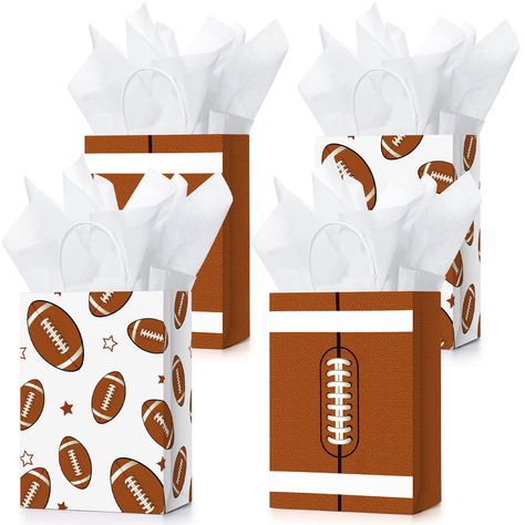 PRICES MAY VARY. Packaging Products to Serve You: the package includes 16 pieces of football goody bags and 16 pieces of tissue paper, you can put the tissue into the football bags to decorate your gifts; Sufficient quantity to meet your needs and replacement Proper Size to Place Items: these football treat bags for team measure approx. 21 x 15 x 8 cm/ 8.27 x 5.9 x 3.15 inches, and the tissue paper is approx. 75 x 50 cm/ 29.5 x 20 inches; Suitable sizes allows you to put various objects Reliable Football Gift Bags, Boys Birthday Decoration, Football Goody Bags, Football Treat Bags, Football Party Bags, Football Team Gifts, Football Bag, Baseball Theme Party, Goodie Bags For Kids