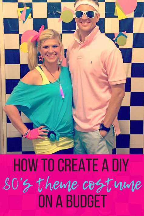 How to create a DIY 80's theme costume on a budget. 80's theme 30th birthday costume party. 80's style DIY outfit ideas. 80's photo booth backdrop and props. 80s Costume Diy, 80s Party Outfits 1980s Style, Diy Outfit Ideas, Costume Année 80, 80s Outfits Party, Birthday Costume Party, 80s Outfit Ideas, 80s Theme Party Outfits, 80s Dress Up