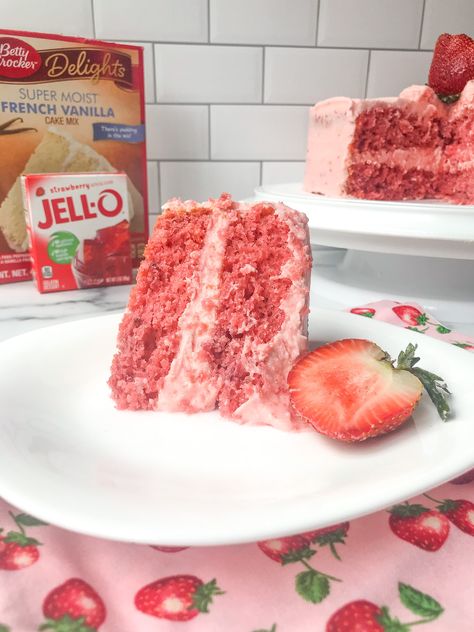 Strawberry Cake Using Jello, Strawberry Cake Jello, Strawberry Cake With Cake Mix And Jello, White Cake Mix Strawberry Cake, Homemade Strawberry Cake With Jello, Strawberry Cake Made With Jello, Grandmas Strawberry Cake, Strawberry Cake Using White Cake Mix And Jello, Strawberry Cake With Strawberry Cream Cheese Frosting