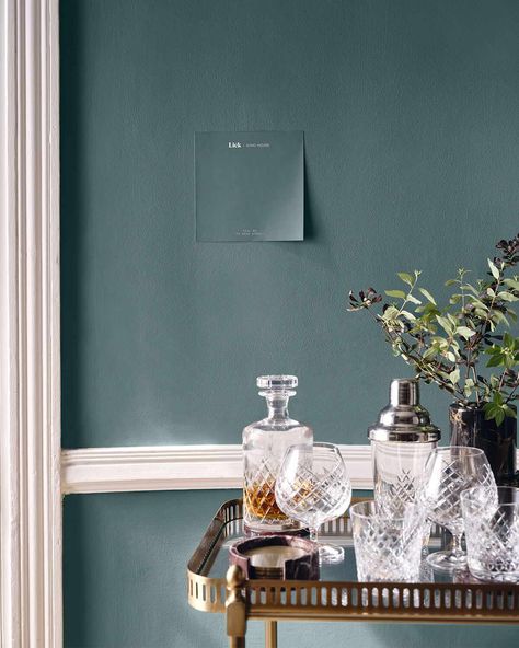 Teal Paint Colors, Dark Office, Teal Accent Walls, Teal Living Rooms, Dining Room Paint Colors, Teal Bathroom, Paint Trends, Dark Paint Colors, Accent Wall Colors