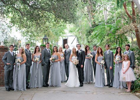 pretty coloration Simple Gray Bridesmaids Dresses With Ruffled Designs Gray Wedding Party, Groomsmen Grey, Grey Bridesmaids, Trendy Wedding Invitations, Grey Bridesmaid Dresses, Pink Wedding Invitations, Bridesmaids And Groomsmen, Wedding Bridesmaid Dresses, Wedding Poses