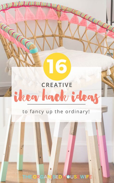 16 Creative Ikea Hacks - The Organised Housewife Painting Ikea Furniture, Organised Housewife, Painting Wooden Furniture, Diy Home Accessories, Ikea Decor, Ikea Hack Ideas, Ikea Furniture Hacks, Diy Furniture Hacks, Ikea Home