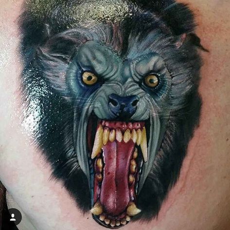 realistic werewolf tattoo Werewolf Tattoos, Werewolf Tattoo, Culture Tattoos, King Tattoo, Statue Tattoo, American Werewolf In London, Movie Tattoos, King Tattoos, Wicked Tattoos