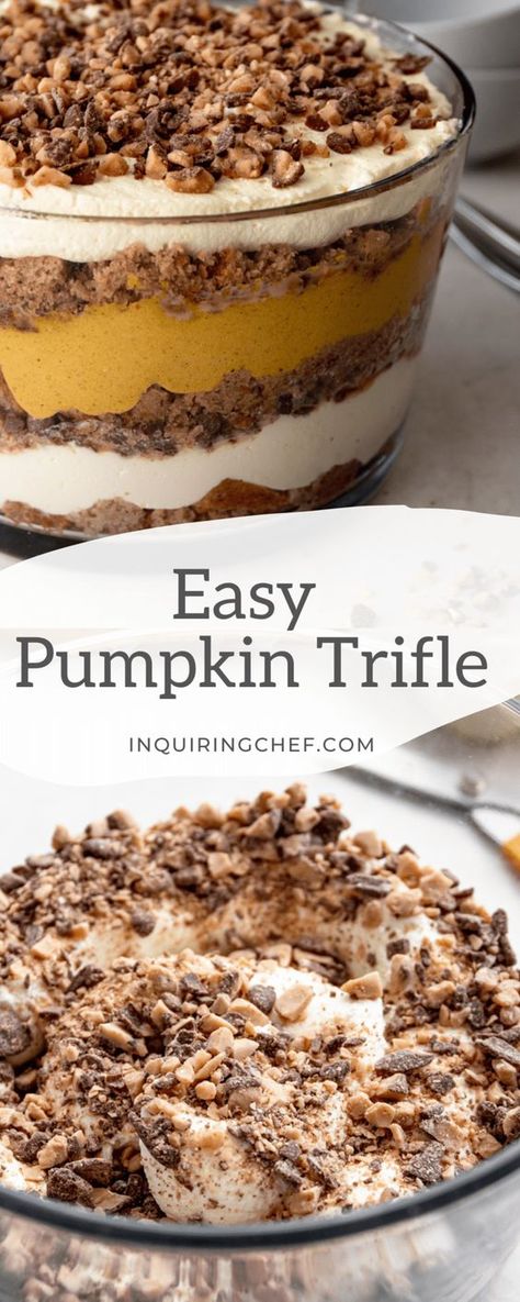 Pumpkin Spice Trifle, Triffle Recipe, Pretty Layers, Pumpkin Spice Desserts, Trifle Bowl Recipes, Pumpkin Trifle, Trifle Dessert Recipes, Dessert Truffles, Pumpkin Pudding