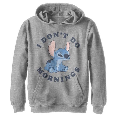 Ohana means family, family means getting your loved ones the best look with these new graphic tees from the animated film Lilo & Stitch from Disney! This Lilo & Stitch Experiment 626 I Don't Do Mornings Boys' Hoodie features a cool graphic of Stitch in a bad mood with the phrase "I Don't Do Mornings" printed in blue! Celebrate a certain alien, otherwise known as Experiment 626 in style this year with a new hilarious hoodie from the movie! Stitch Experiment 626, Experiment 626, Stitch Clothes, Sweatshirt Blanket, Lilo Et Stitch, Pull Over Hoodie, Ohana Means Family, Cute Stitch, Sherpa Pullover