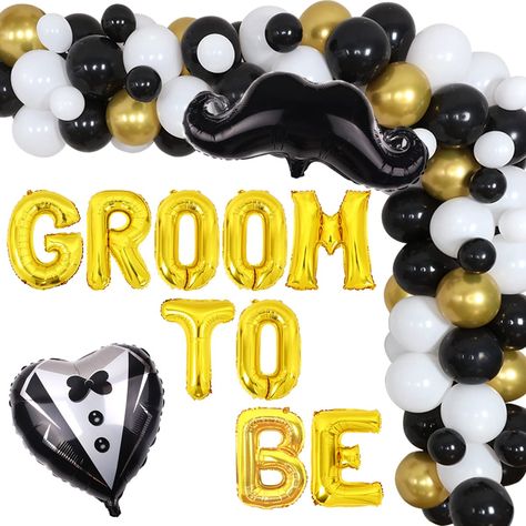 Groom To Be Party Decorations, Bachelor Party Decorations, Bachelor Party Favors, Groom To Be, Banner Black, Bachelor Party Gifts, Balloon Chain, Pre Wedding Party, Hen Night