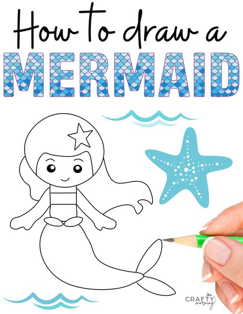 How to Draw a Mermaid Mermaid Tutorial Drawing, How To Draw Mermaids Step By Step, Mermaid Doodle Easy, How To Make A Mermaid, How To Draw Mermaids, Mermaid Drawings Easy, How To Draw A Mermaid, Draw A Mermaid Easy, Simple Mermaid Drawing