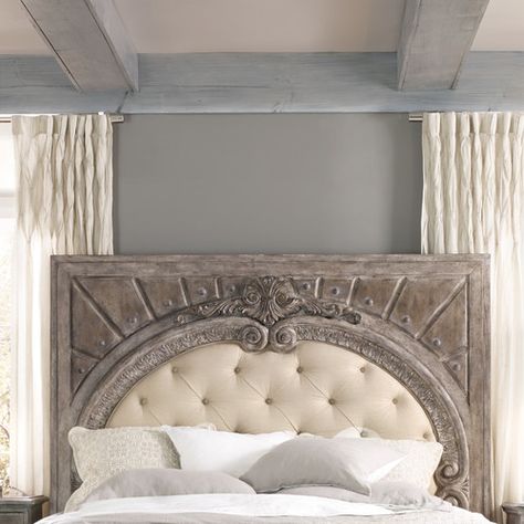 Found it at Wayfair.ca - True Vintage King/California King Upholstered Headboard Panel Headboard Ideas, Diy Bed Headboard, Carved Beds, Upholstered Headboard King, Shelf Decor Bedroom, Upholstered Panel Headboard, Headboard Upholstered, Metal Headboard, King Size Headboard