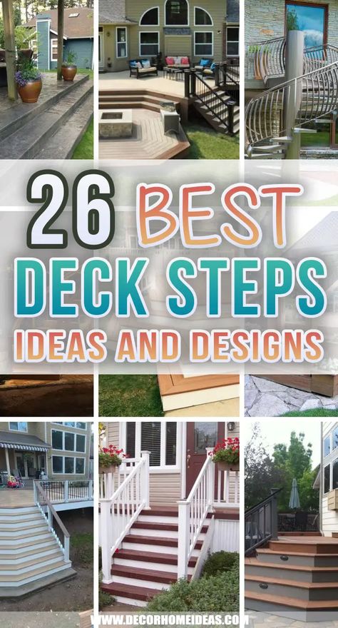 Small Back Decks With Stairs, Back Porch Steps Down To Yard, Steps From Porch To Patio, Stairs Off Deck Ideas, Deck Stair Design Ideas, Back Porch Stairs To Yard, Back Patio Steps From House, Back Porch Steps Ideas, Backyard Deck Ideas With Stairs