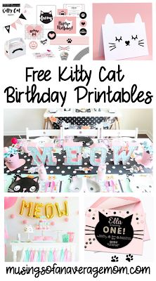 Kitty Cat Birthday Party Ideas, Cat Birthday Party Ideas, Kitty Cat Birthday Party, Cat Birthday Party Invitations, Cat Birthday Invitations, Cat Invitations, Kitten Birthday Party, Cat Themed Parties, Cat Themed Birthday Party